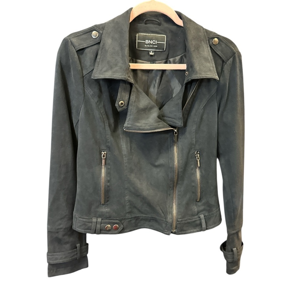 Blanc Noir Women's Charcoal Leather Jacket - Picture 2 of 13